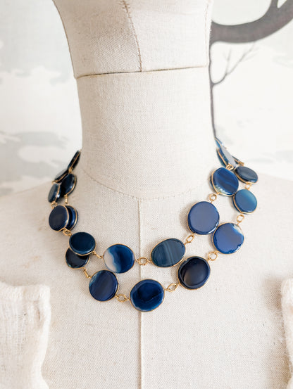 Sautoir en Agates bleues