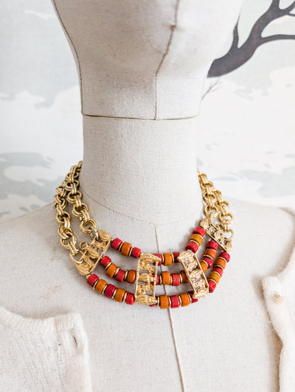 Collier plastron coquillages et perles