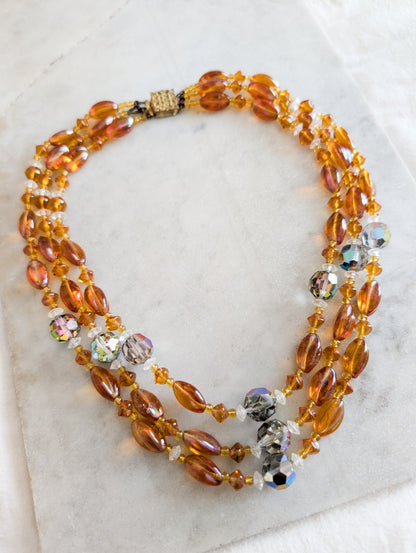 Collier 50's en verre et cristal