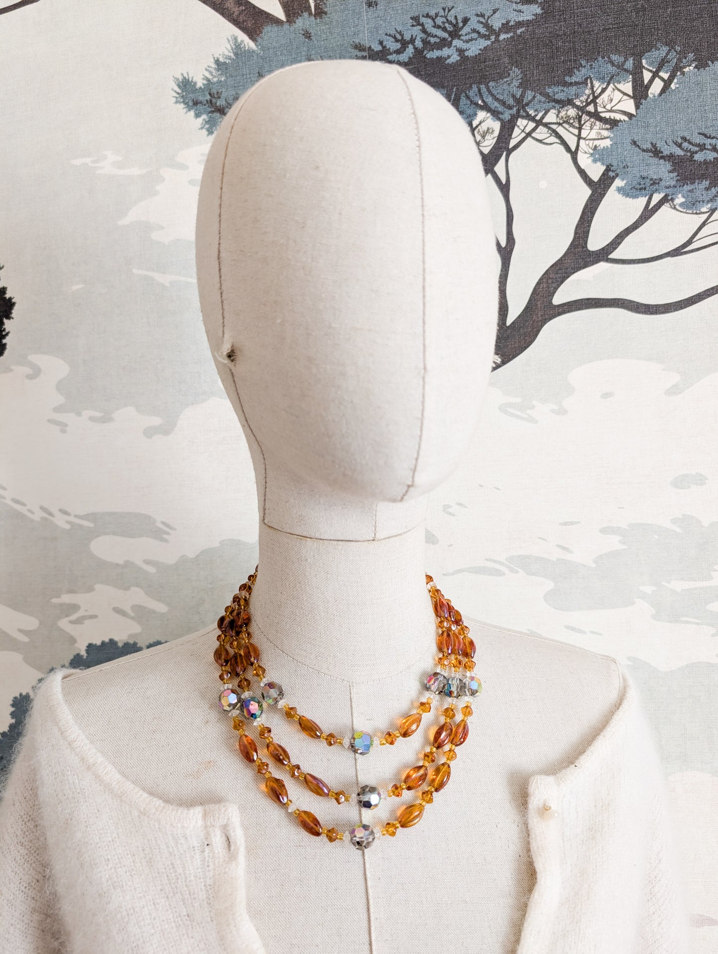 Collier 50's en verre et cristal