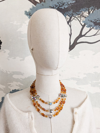 Collier 50's en verre et cristal