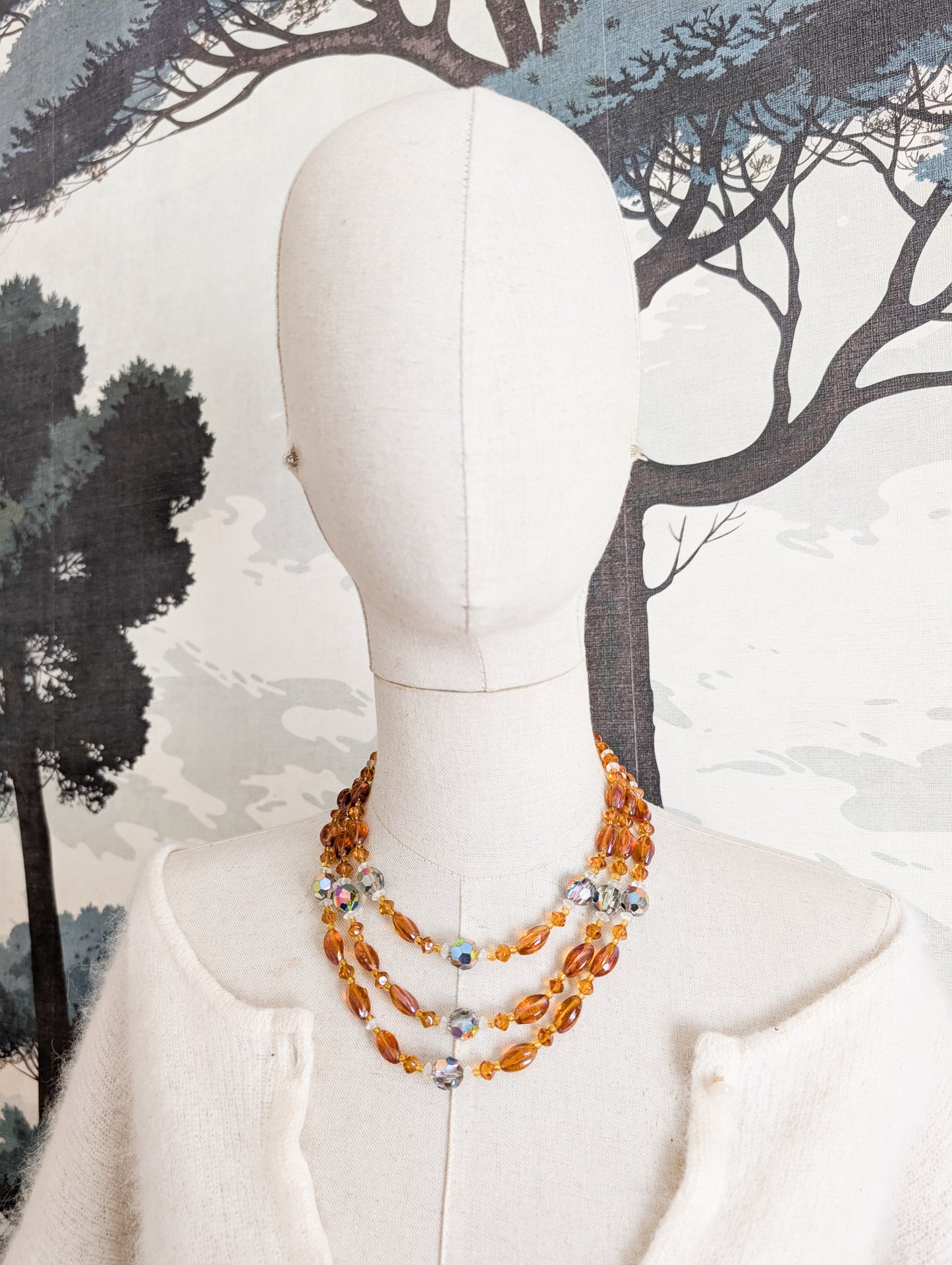 Collier 50's en verre et cristal