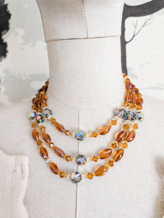 Collier 50's en verre et cristal