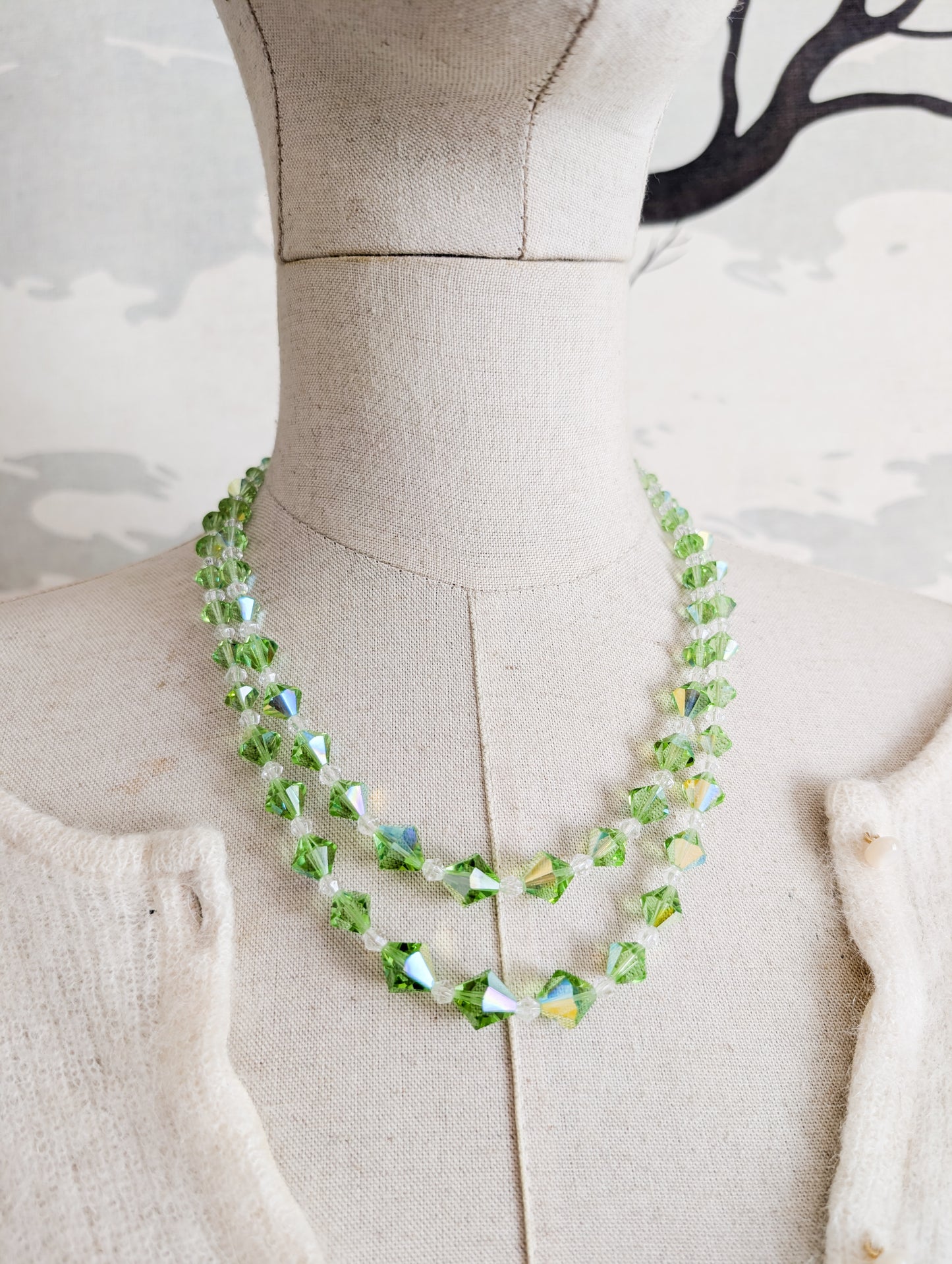 Collier 2 rangs de perles de cristal
