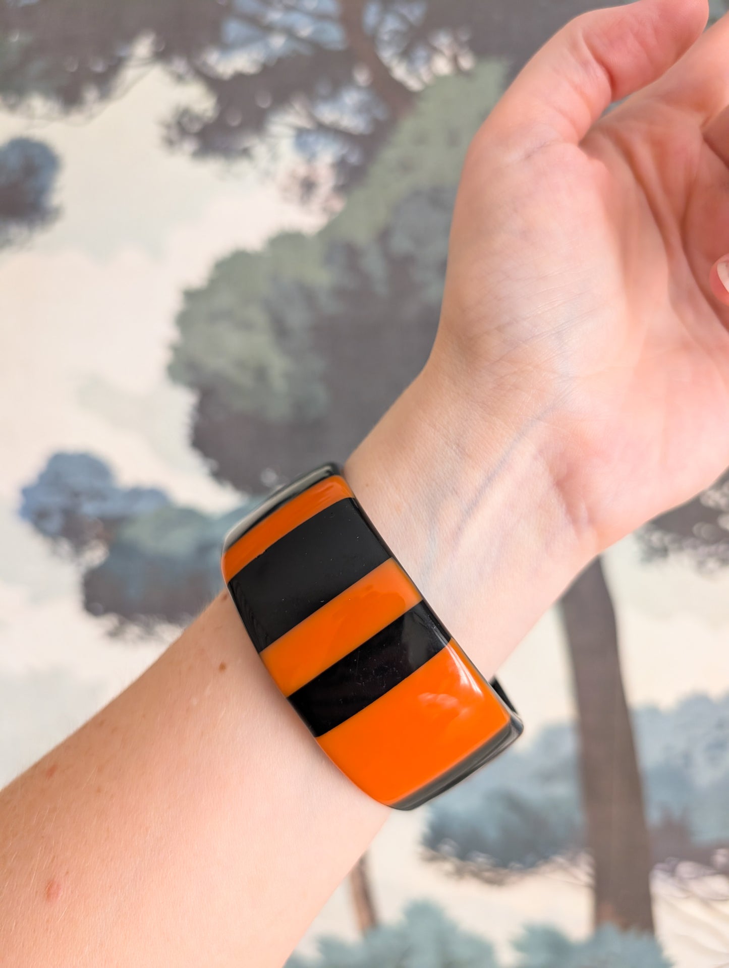 Bracelet rayé en résine 70's