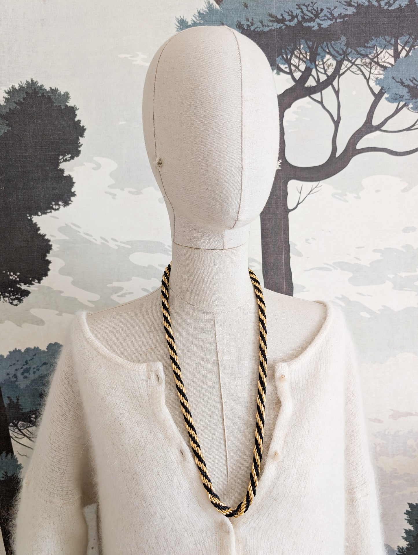 Collier américain maille torsadée et cordelette