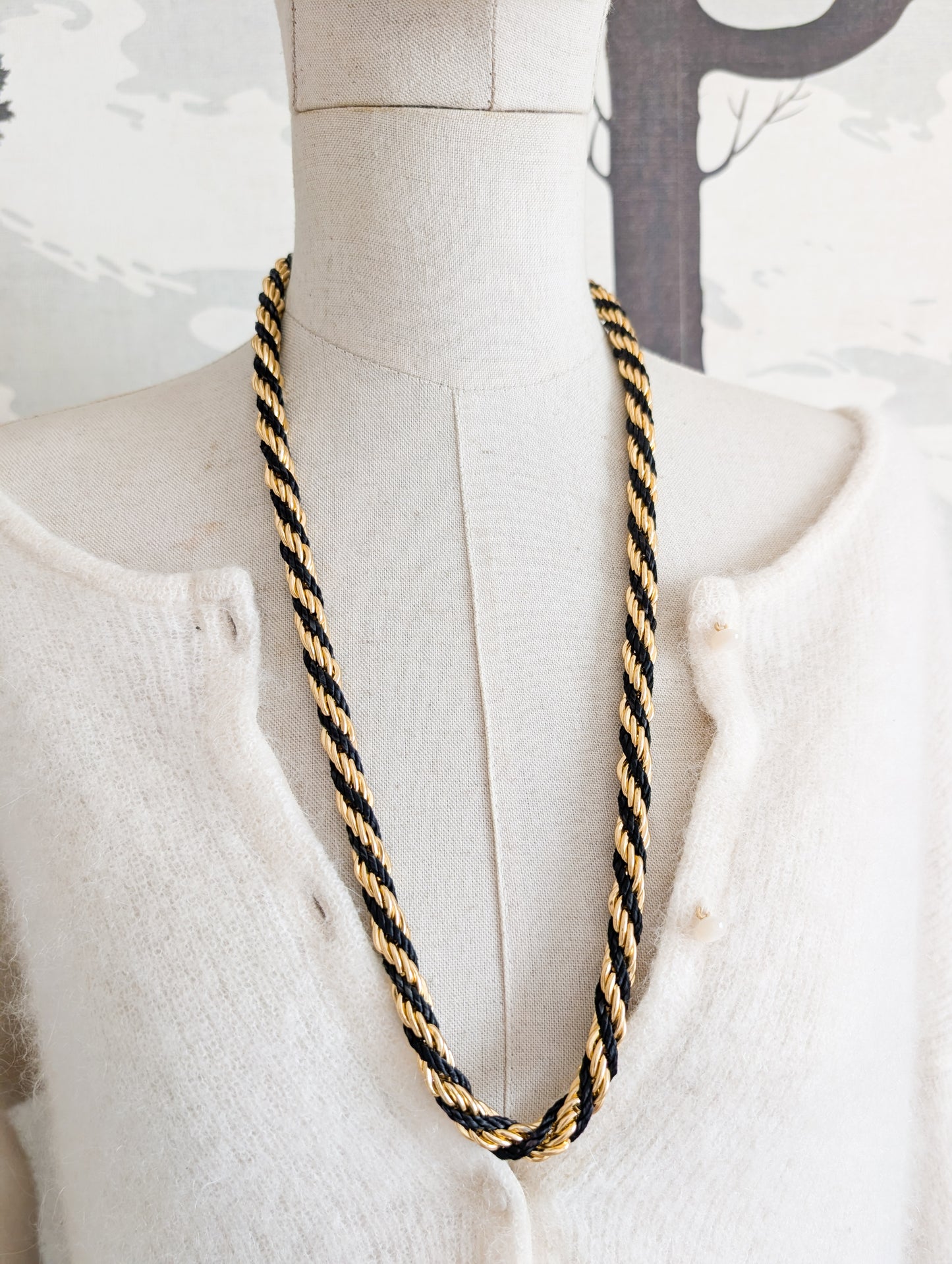Collier américain maille torsadée et cordelette