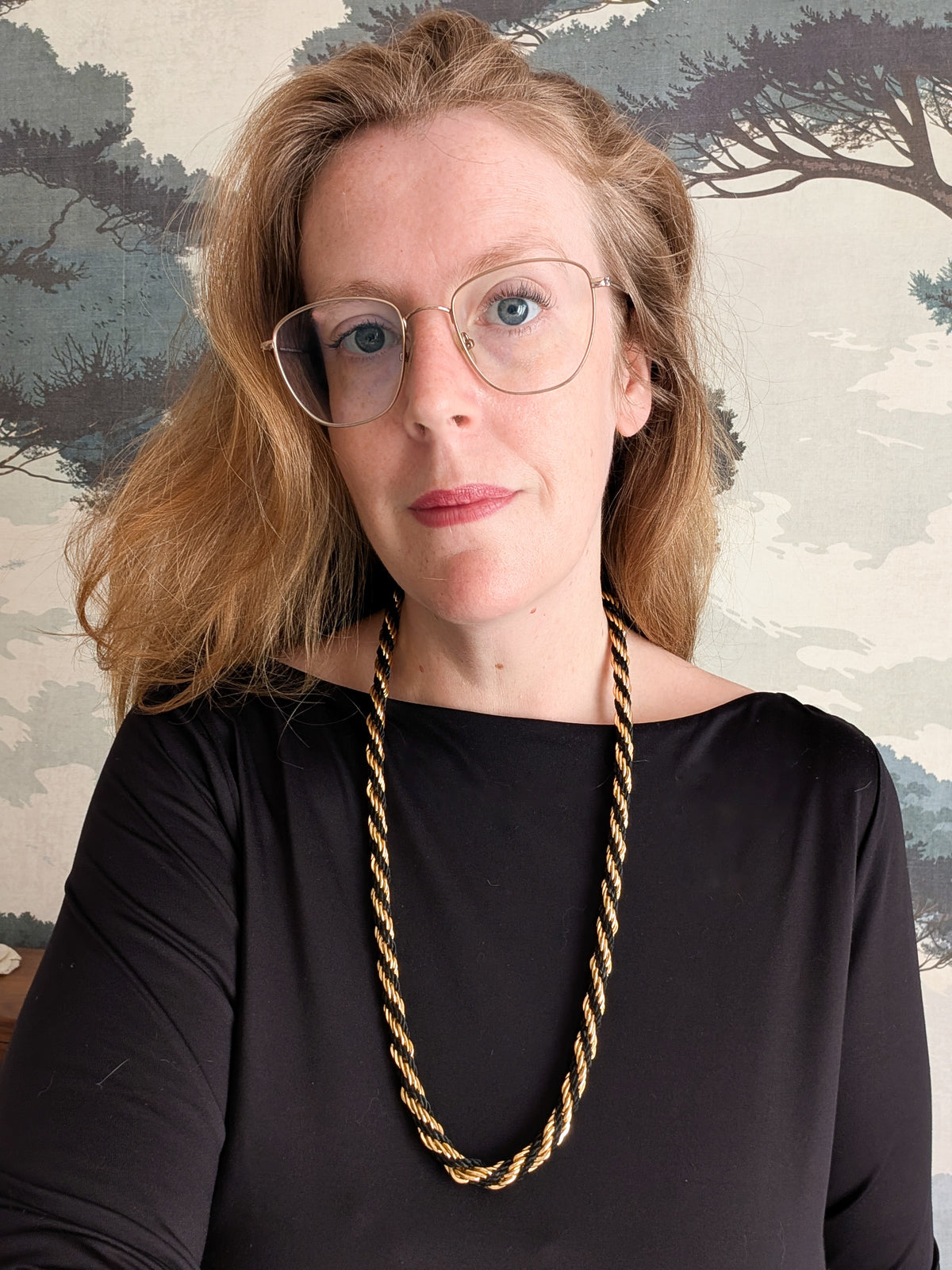 Collier américain maille torsadée et cordelette