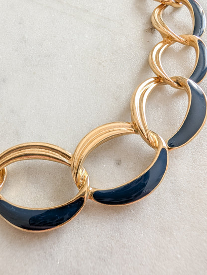Collier laqué bleu nuit Trifari