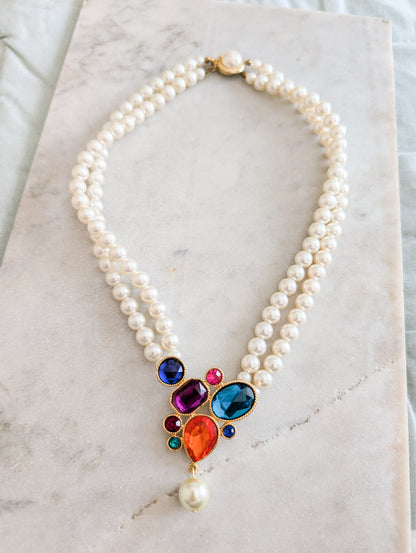 Collier de perles pendentif joyaux