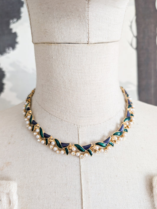 Collier laque et perles