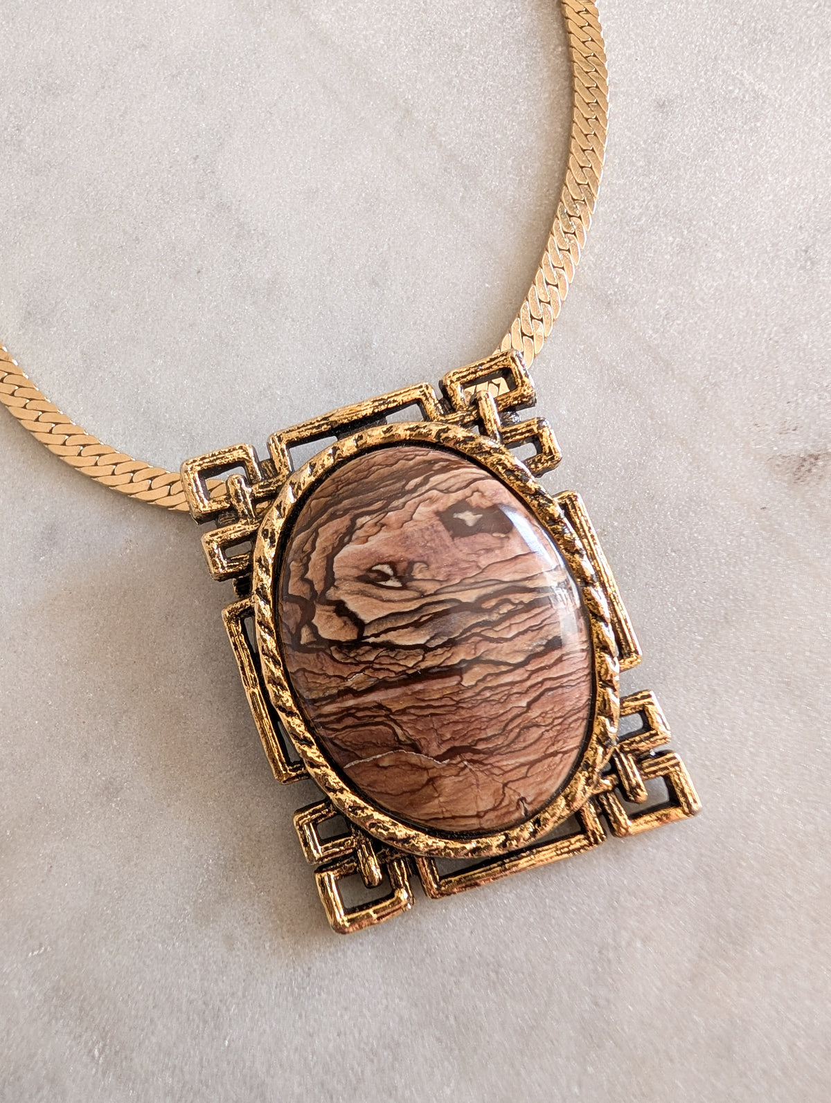 Broche pendentif Jaspe Paysage
