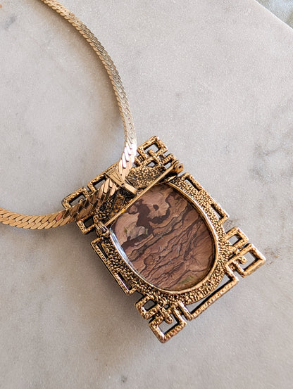Broche pendentif Jaspe Paysage