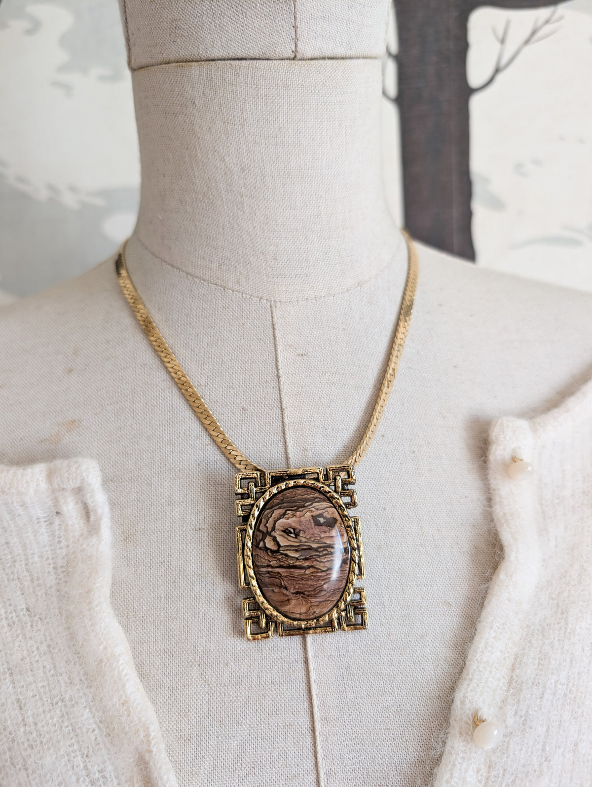 Broche pendentif Jaspe Paysage