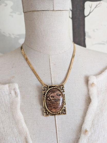Broche pendentif Jaspe Paysage