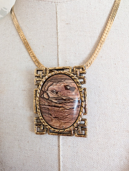 Broche pendentif Jaspe Paysage