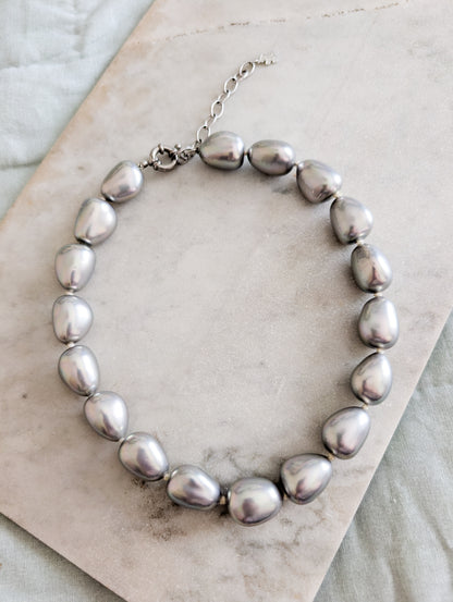 Collier perles argentées Agatha