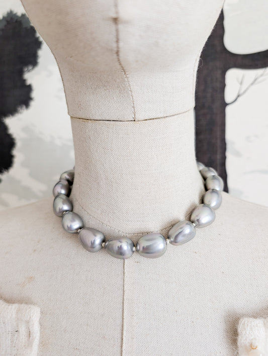 Collier perles argentées Agatha