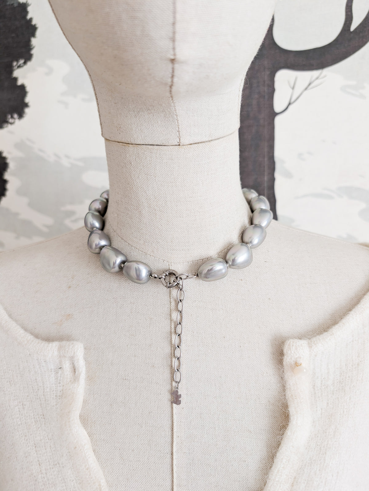 Collier perles argentées Agatha