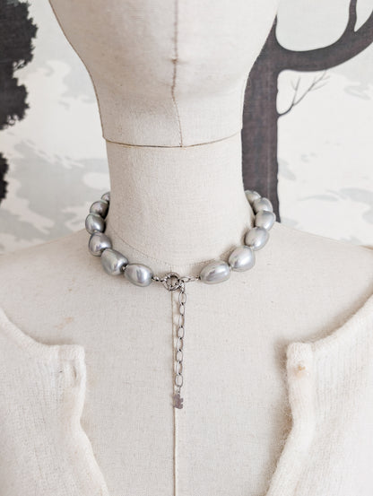 Collier perles argentées Agatha