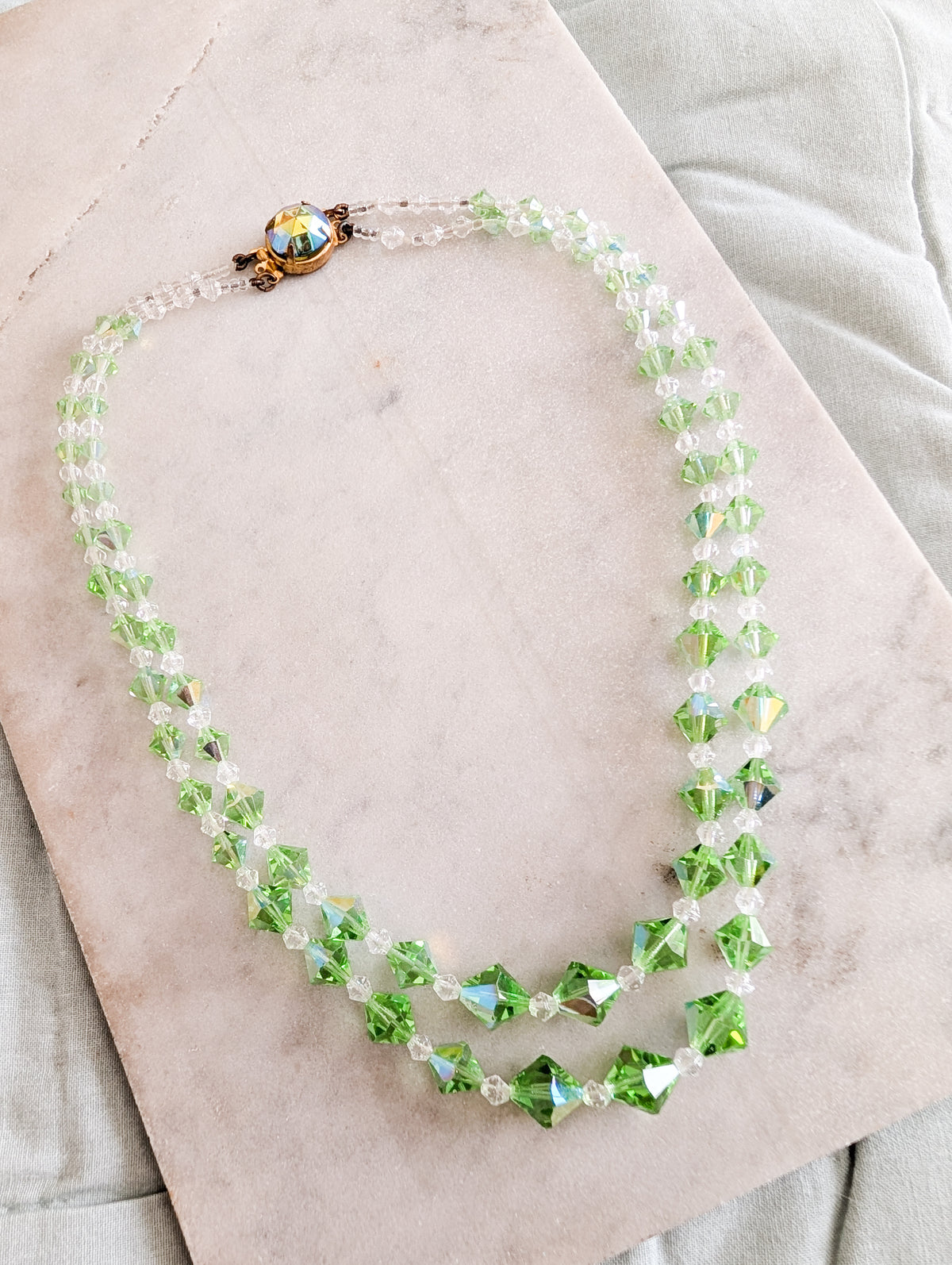 Collier 2 rangs de perles de cristal