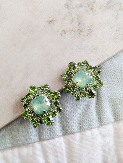 Boucles italiennes à clips cristaux verts