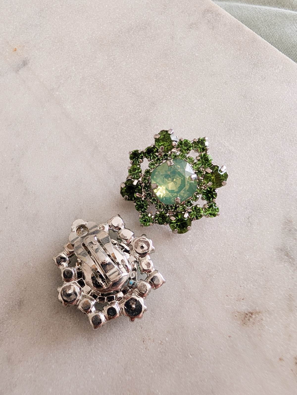 Boucles italiennes à clips cristaux verts