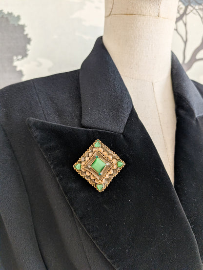Broche cabochons verts