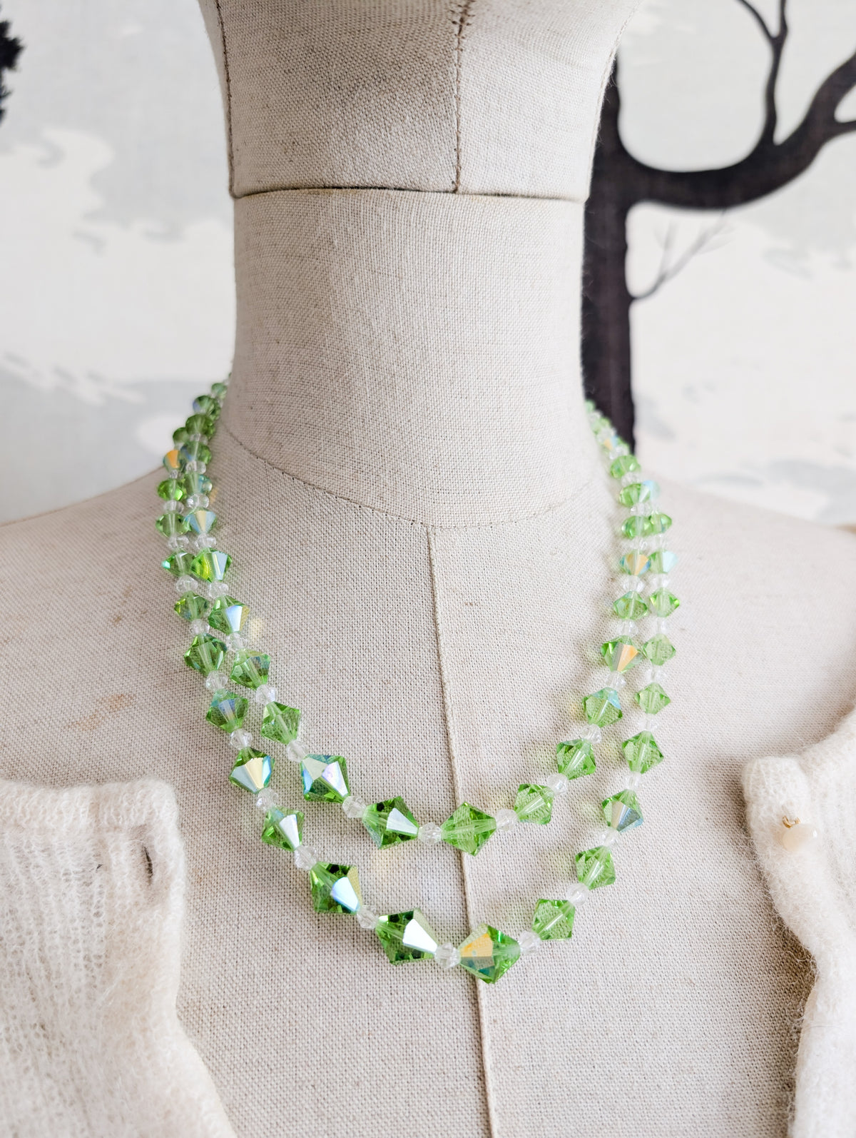Collier 2 rangs de perles de cristal