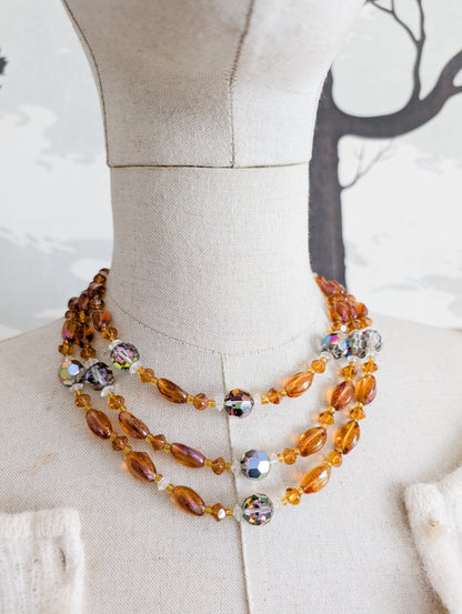Collier 50's en verre et cristal