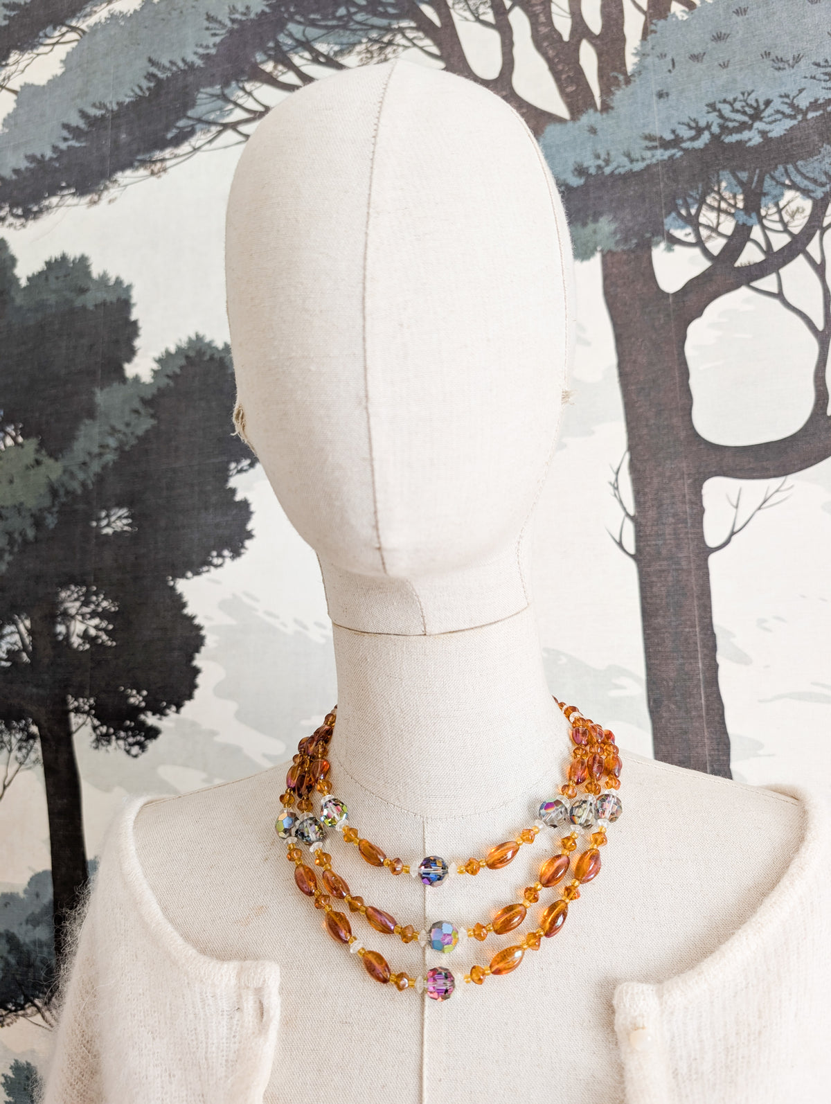 Collier 50's en verre et cristal