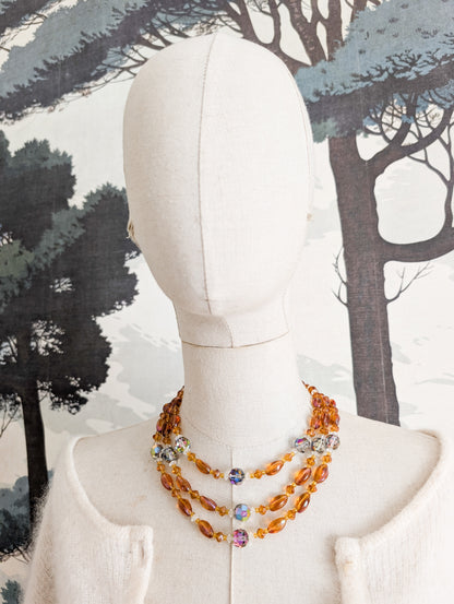 Collier 50's en verre et cristal