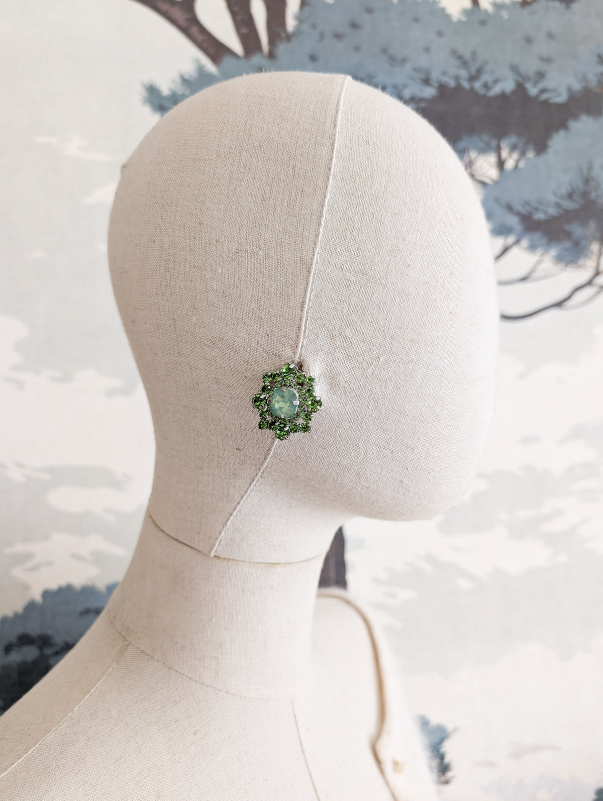 Boucles italiennes à clips cristaux verts