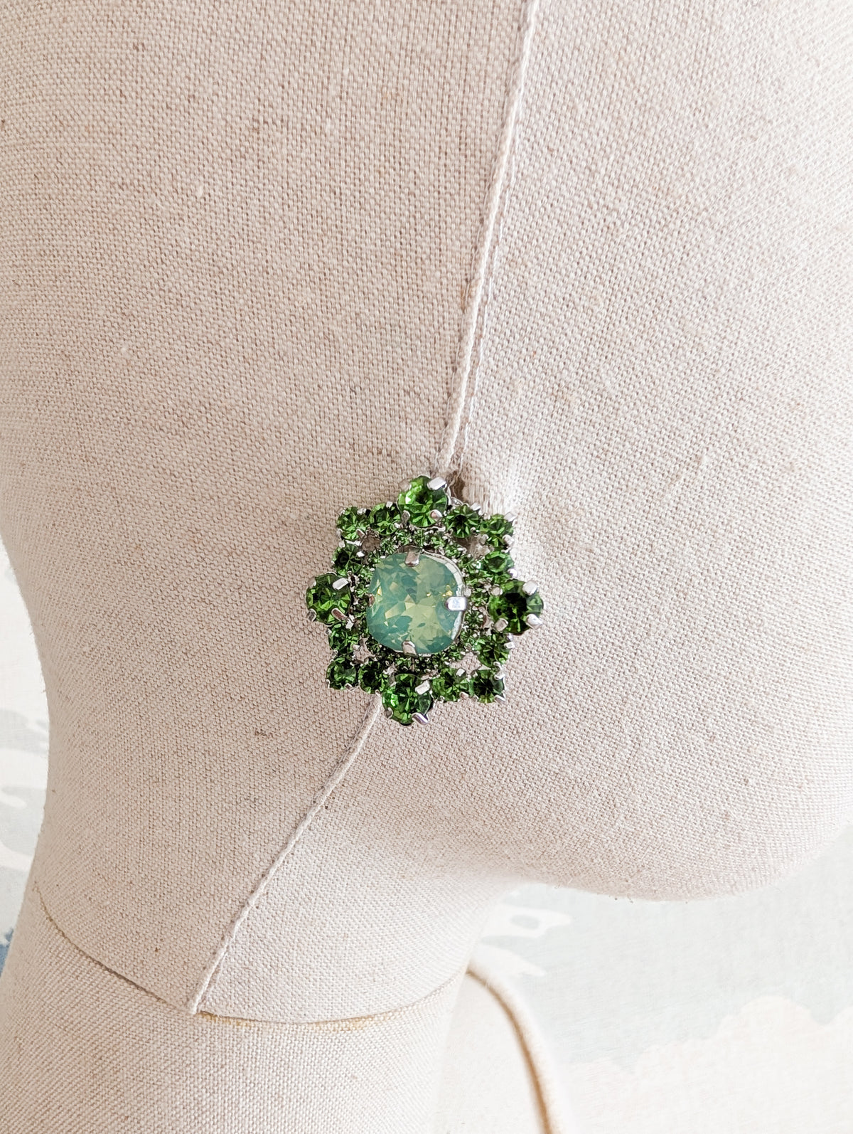 Boucles italiennes à clips cristaux verts