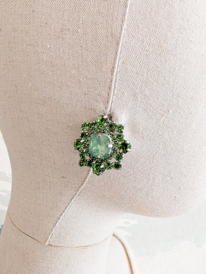 Boucles italiennes à clips cristaux verts