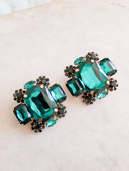 Grandes boucles joyaux verts