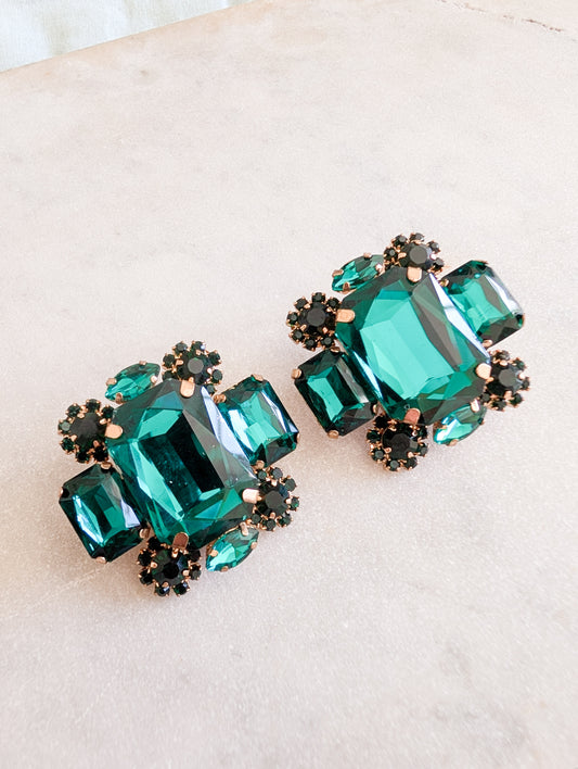 Grandes boucles joyaux verts