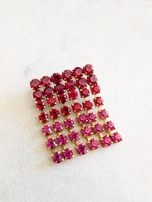 Broche cascade rouge rose