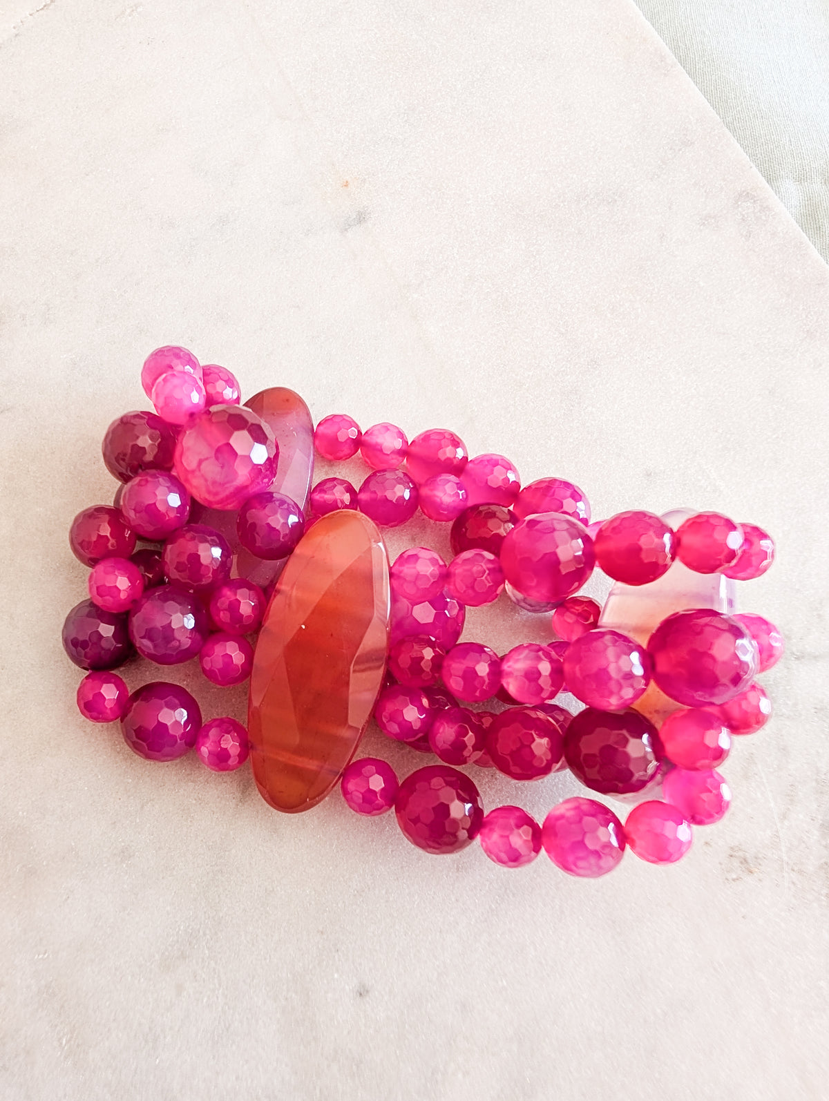 Bracelet en Agate Rose indien