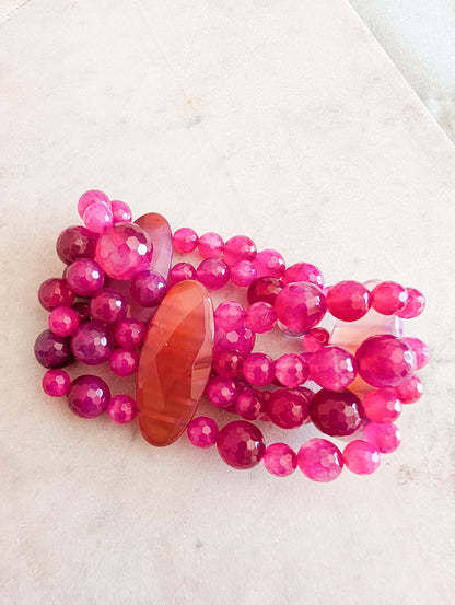 Bracelet en Agate Rose indien