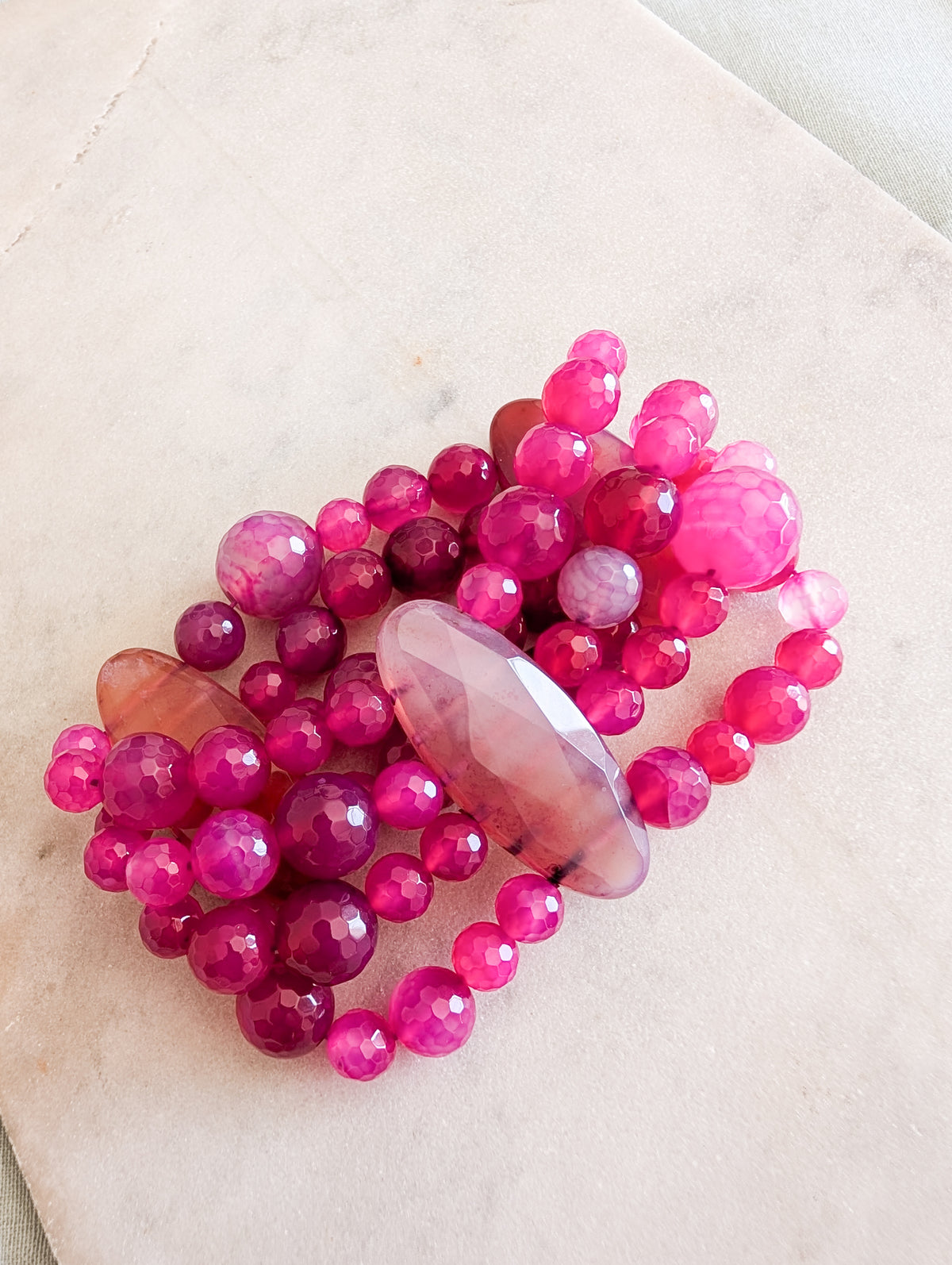 Bracelet en Agate Rose indien