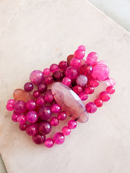 Bracelet en Agate Rose indien