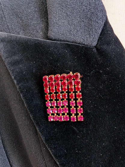 Broche cascade rouge rose