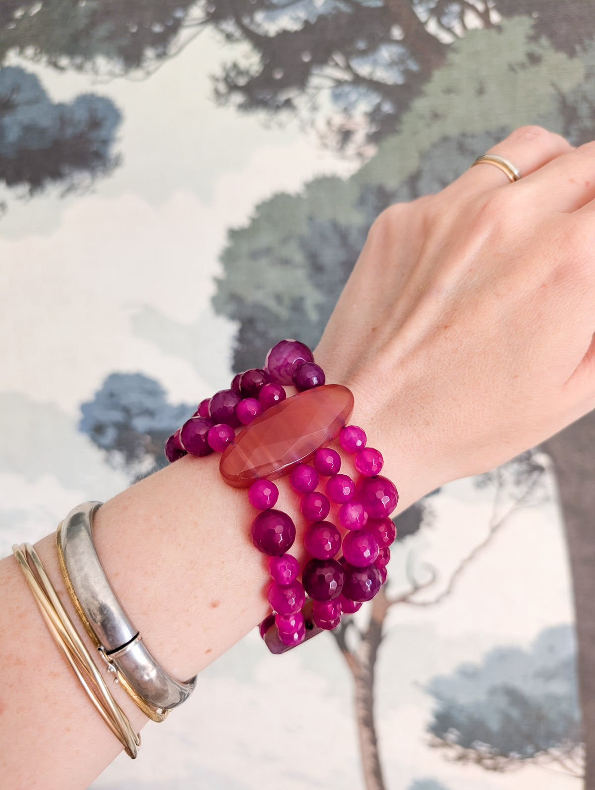 Bracelet en Agate Rose indien