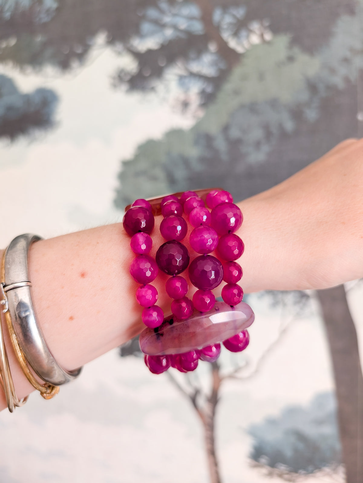Bracelet en Agate Rose indien