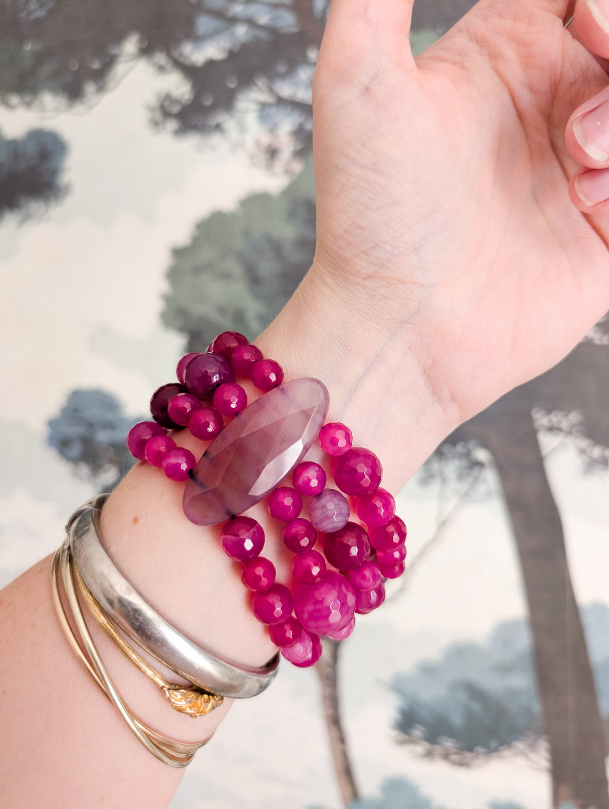 Bracelet en Agate Rose indien