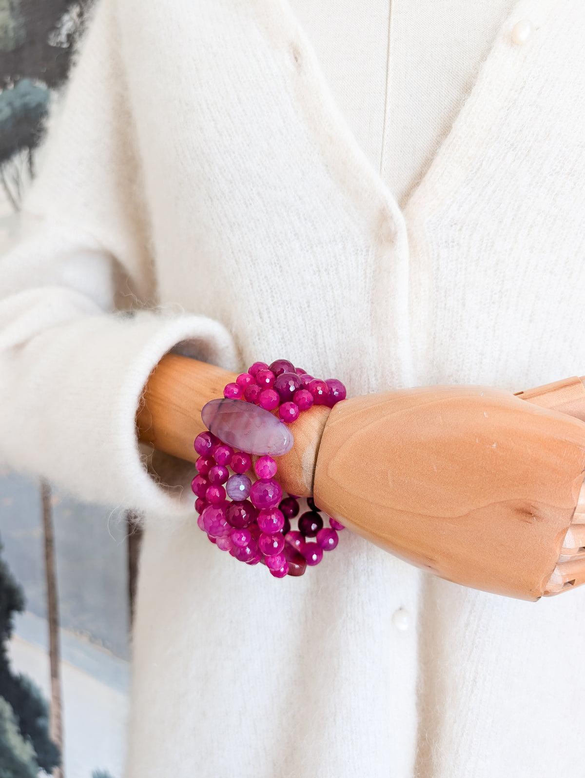 Bracelet en Agate Rose indien