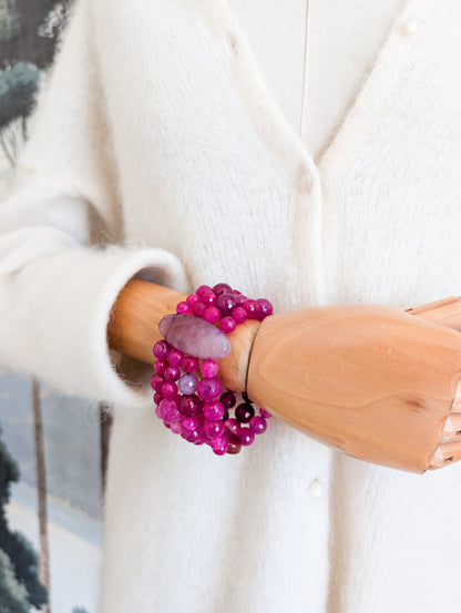 Bracelet en Agate Rose indien
