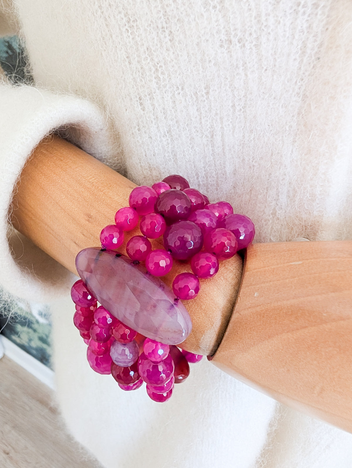 Bracelet en Agate Rose indien