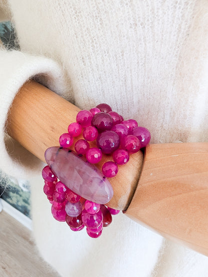 Bracelet en Agate Rose indien
